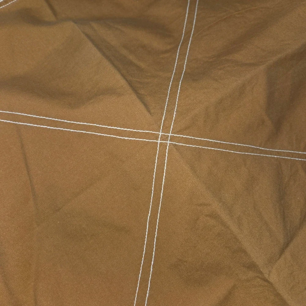 Crate & Barrel Napkins Set of 7‎ Stitched Cotton Canvas Brown New